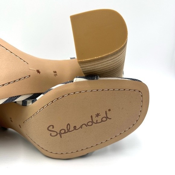 Splendid Women's Siri Blue & White Striped Block‎ Heel Open Toe Sandal Heels 9.5 - Picture 12 of 14